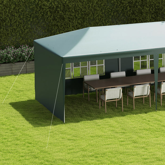 Garden Gazebo Marquee, 9x3m - Party & Wedding Outdoor Canopy in Elegant Green - Ideal for Festive Gatherings & Special Events