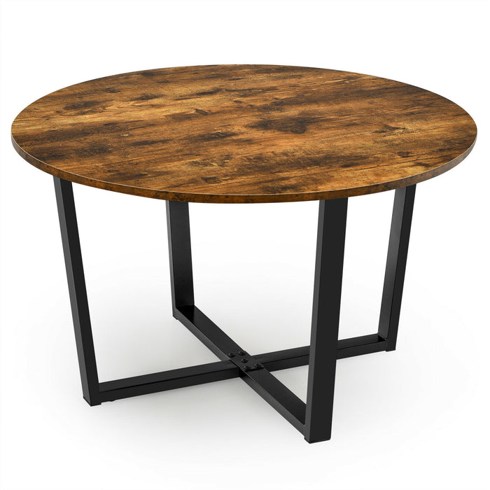 Industrial Round Coffee Table - Adjustable Leg Pads and Sturdy Construction - Ideal Furniture for Living Room, Café, and Office Spaces