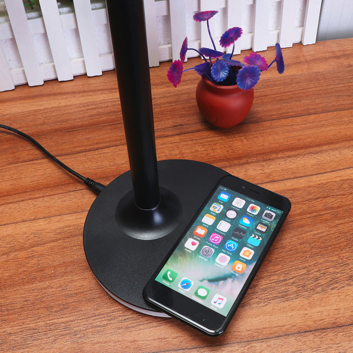 Qi Wireless Charger Pad & LED Table Lamp Combo - 2 in 1 Design for Mobile Phones, 10W Desktop Reading Light - Perfect Solution for Home and Office Desk Organizing