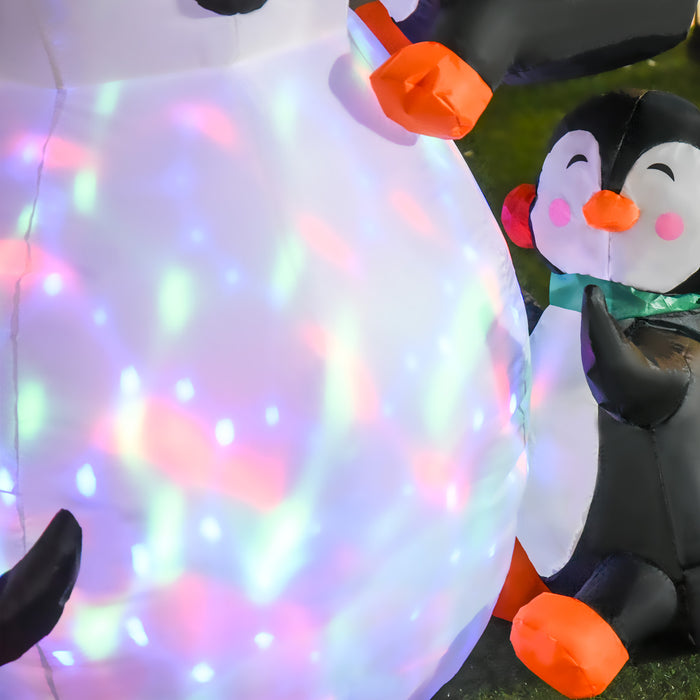 Inflatable Snowman with Penguins Display - LED-Illuminated Christmas Lawn Decor - Ideal for Festive Outdoor Holiday Ambiance