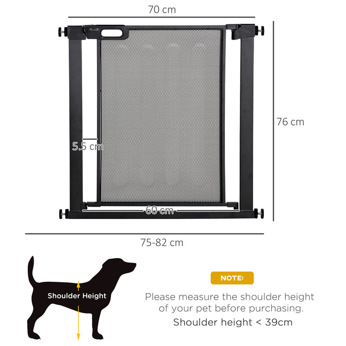 Pressure Fit Auto-Close Pet Gate - Adjustable 75-82cm Safety Barrier for Doors and Stairs with Double Locking - Ideal Dog Gate for Hallways, Secure Enclosure for Pets