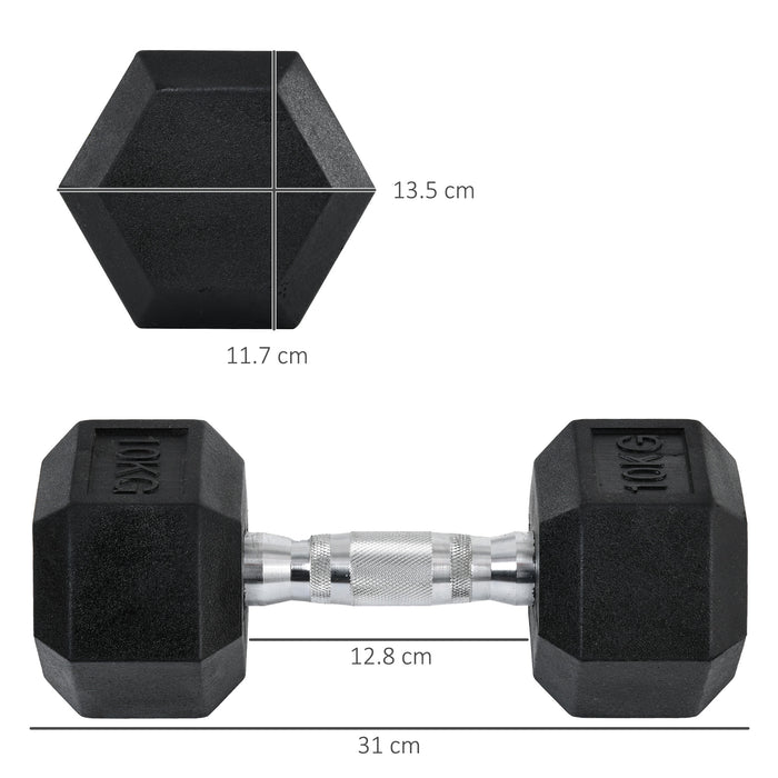 Hexagonal Rubber-Coated Dumbbell Set - Durable Weightlifting Gear for Fitness and Strength Training - Ideal for Home Gym Enthusiasts
