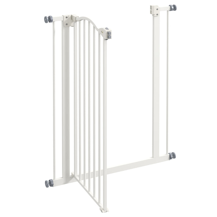 Folding Metal Pet Safety Gate - Sturdy Barrier for Dogs with Secure Lock - Keeps Pets Safe and Contained in Designated Areas