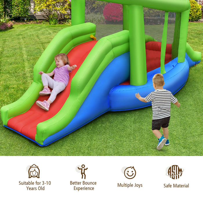 Inflatable Playset - Bouncy Castle with Double Slide and Basketball Hoop - Perfect for Children's Outdoor Parties and Events