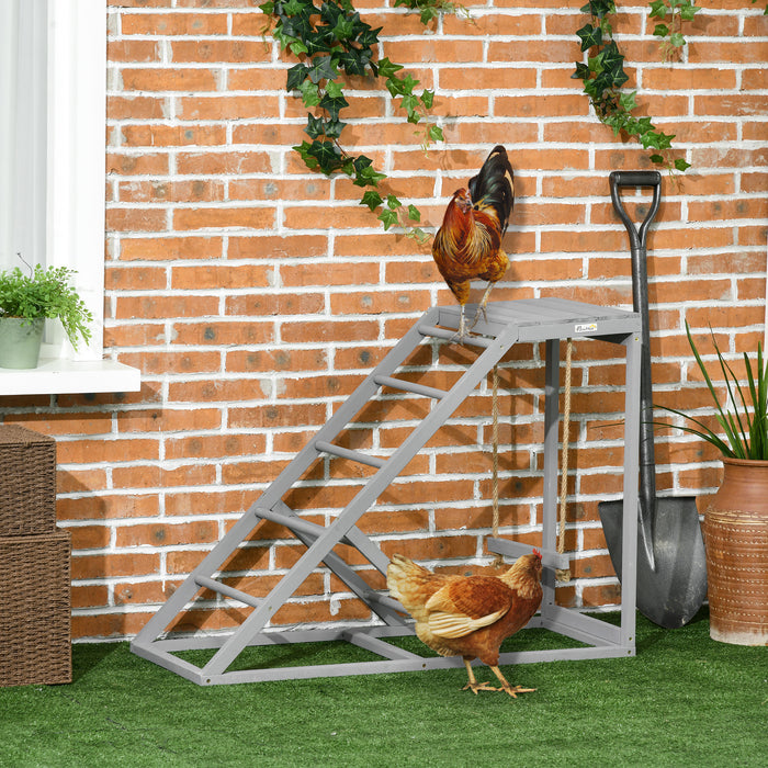 Wooden Chicken Coop Playset - Swing, Ladder & Platform Features in Grey - Ideal for Imaginative Playtime