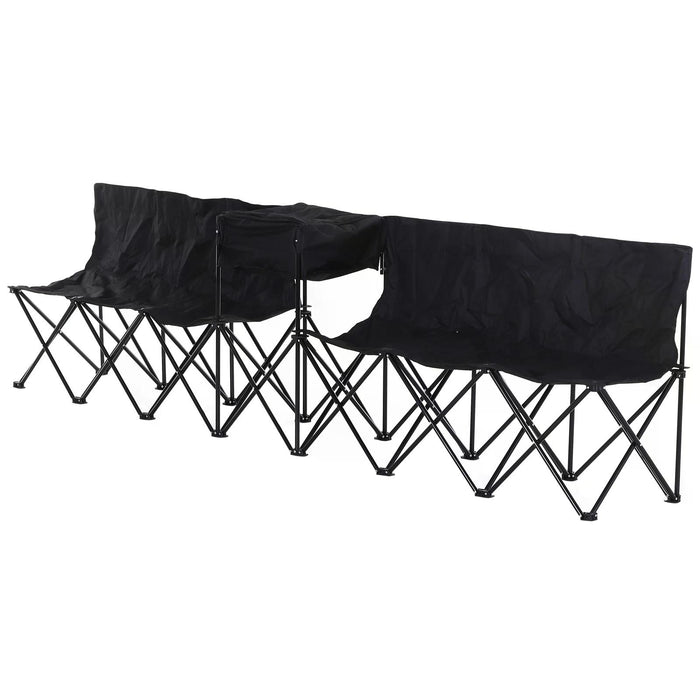 6-Seater Portable Camping Bench with Cooler Bag - Durable Steel Construction, Foldable Design for Outdoors - Ideal for Picnics, Tailgating & Camping Events