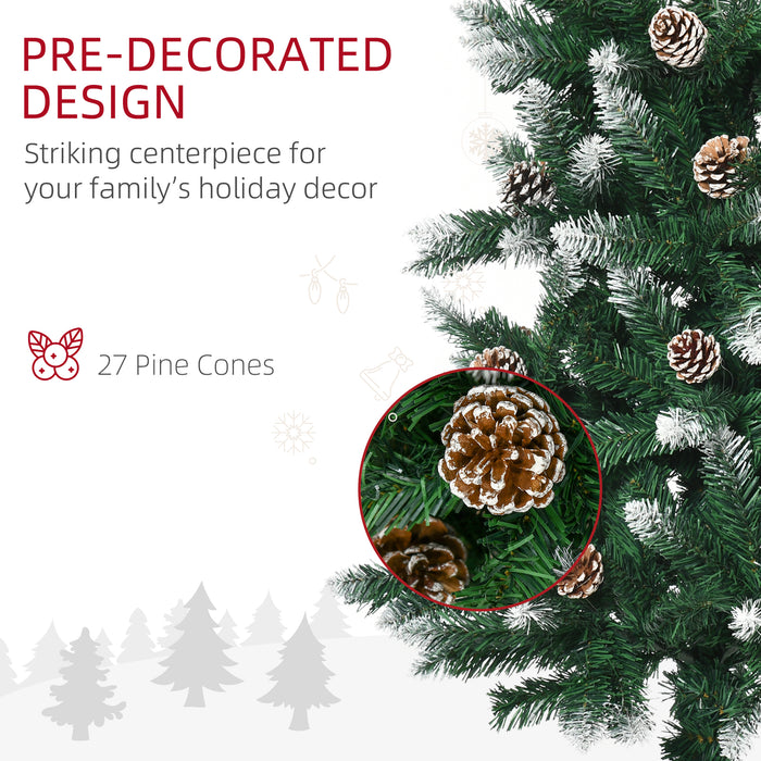 Artificial Christmas Tree with Pine Cones - 5-Foot Tall with Realistic Green and White Branches - Perfect for Indoor Festive Decorations