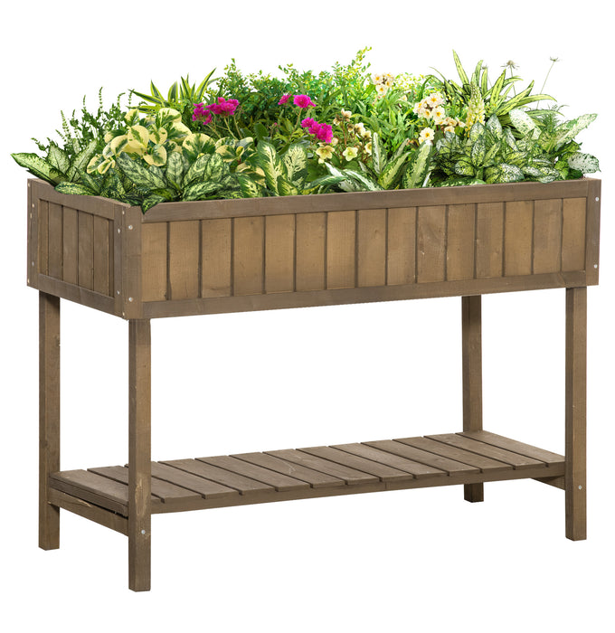 Wooden Raised Garden Bed Planter - 8-Section Outdoor Plant Stand Box, 110 x 46 x 76 cm - Ideal for Patio, Decking, and Backyard Gardening