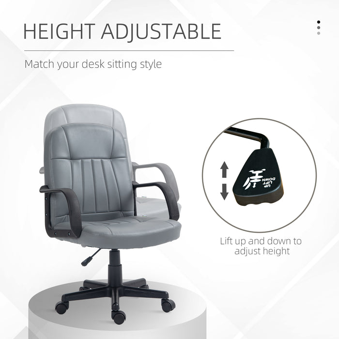 Swivel Executive Office Chair - PU Leather, Ergonomic Computer Desk Chair for Gaming and Office Work - Ideal for Professionals and Gamers in Grey