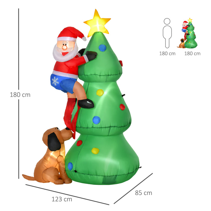 Inflatable 1.8m Christmas Tree with LED and Santa Dog - Holiday Decor for Indoor/Outdoor, Garden, Lawn - Perfect for Festive Party Display