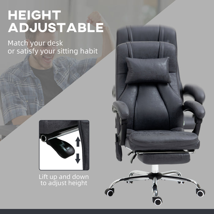 High Back Vibrating Massage Chair with Headrest - Ergonomic Reclining Computer Chair with Footrest and Swivel Wheels - Comfort for Home Office Use with Remote Control