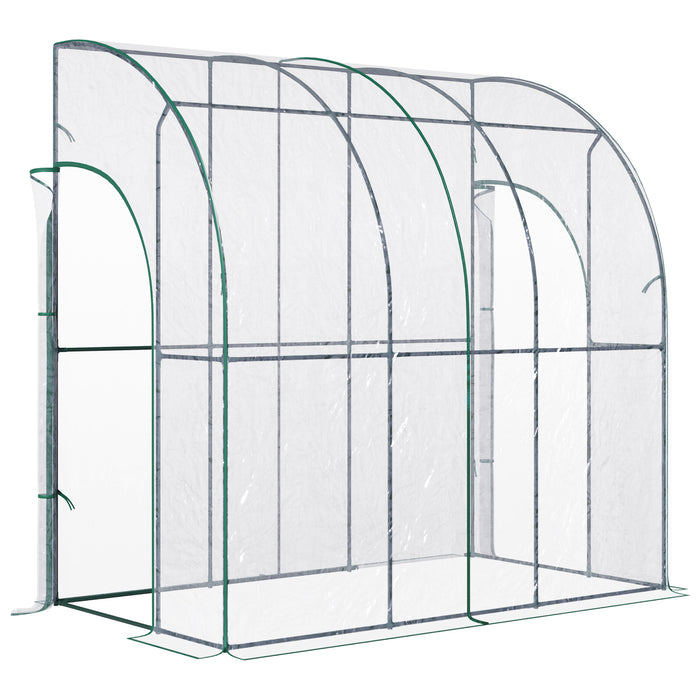 Outdoor Walk-In Tunnel Greenhouse with Sloping PVC Cover - Zippered Roll-Up Door and Clear Design for Gardening - Ideal for Plant Protection and Growth, 214 x 118 x 212 cm