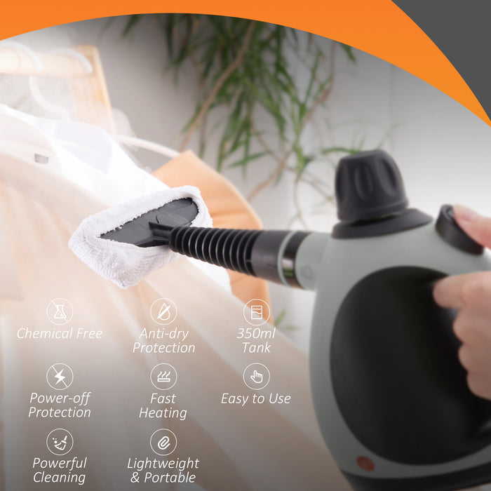 Portable Multi-Purpose Handheld Steam Cleaner - Chemical-Free Sanitizing with 9-Accessory Kit - Ideal for Kitchens, Bathrooms, and Windows Cleaning