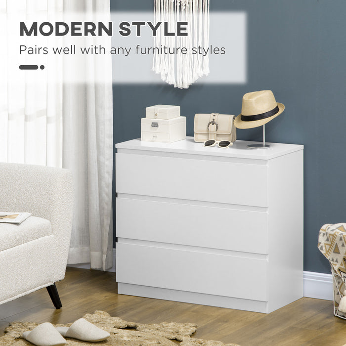 3-Drawer Chest of Drawers - Bedroom & Living Room Storage Organizer - Elegant White Unit for Clutter-Free Spaces