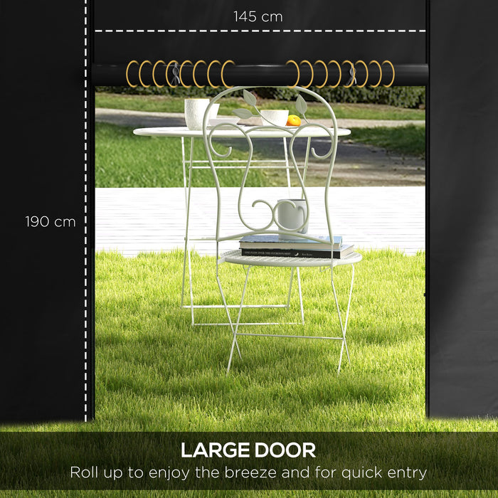 Gazebo Side Panels Replacement 2-Pack - 3x3m & 3x6m Sizes with Windows & Doors, Black - Ideal for Outdoor Shelter Privacy and Weather Protection