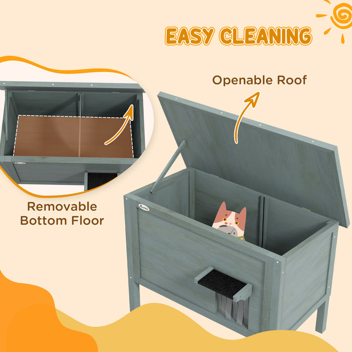 Insulated Wooden Feral Cat House - Removable Floor, Waterproof & Openable Roof, Charcoal Grey - Cozy Shelter for Outdoor Cats