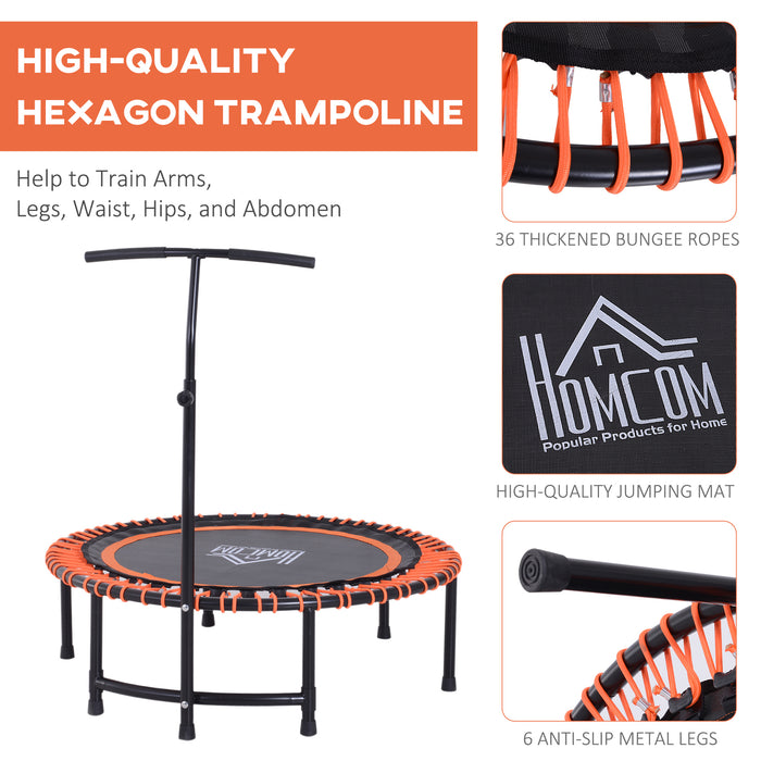 Mini Fitness Trampoline with Bungee - Adjustable Handlebar for Safe Rebounding - Ideal Exercise Equipment for Indoor Cardio Workouts