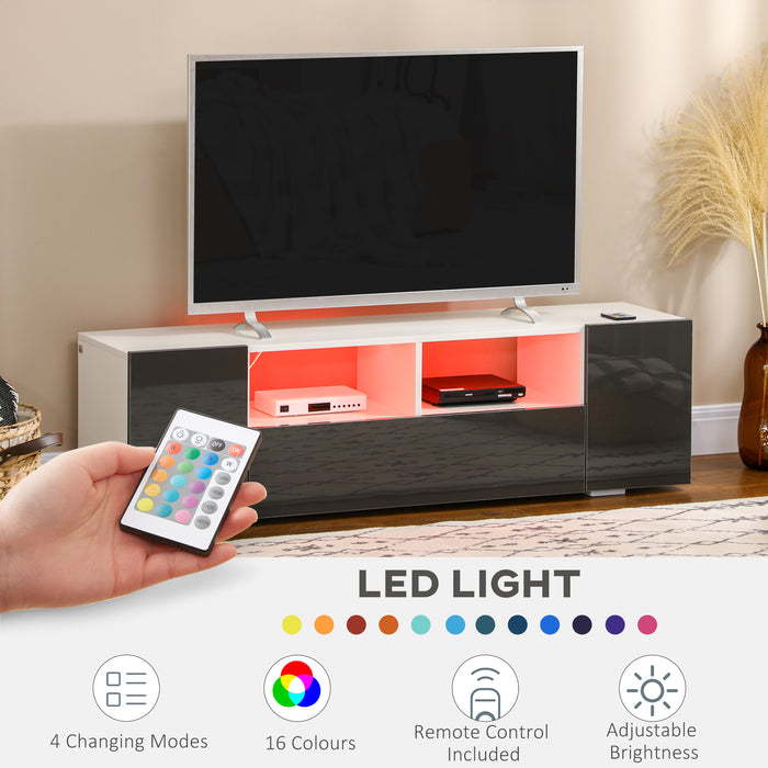 Contemporary Entertainment Center - 60" TV Stand with LED Lighting and Ample Storage, 137x35x42cm - Ideal for Organized Media Rooms and Living Spaces
