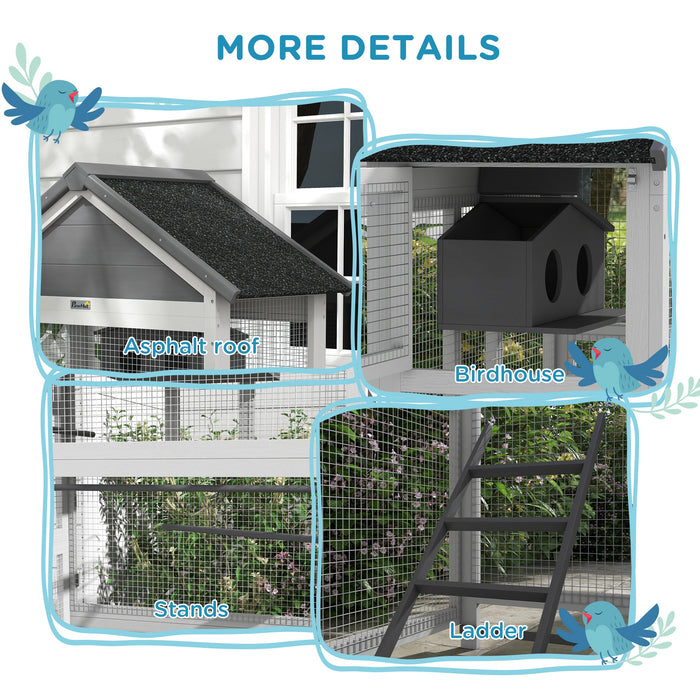 Wooden Aviary with Stand - Grey Finch & Parakeet Habitat - Ideal for Small Birds
