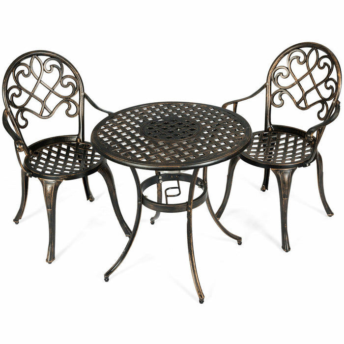 Aluminium 3-Piece Bistro Set - Includes Table with Removable Ice Bucket - Perfect for Outdoor Dining and Keeping Drinks Cool