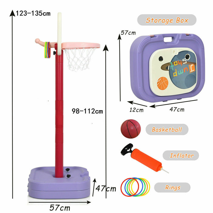 Adjustable Kids Basketball Hoop Set-Black - 2 in 1 Sports Gear for Indoor & Outdoor Play - Perfect for Young Athletes and Encouraging Active Lifestyle