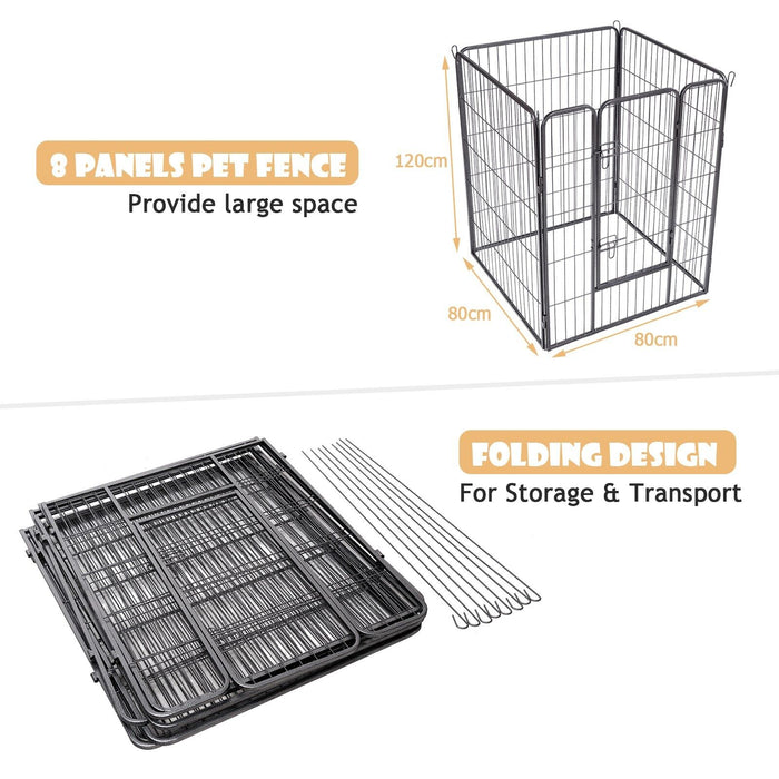 Pet Friendly Playpen - 120 CM Tall, 8-Panel Anti-Rust Structure with Lockable Gate - Ideal for Providing a Safe Playing Area for Pets