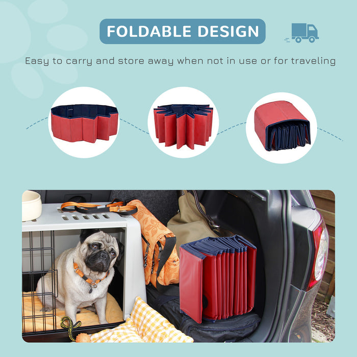 Foldable Dog Pool - 120cm Red Pet Swimming Basin - Ideal for Outdoor Cooling and Play