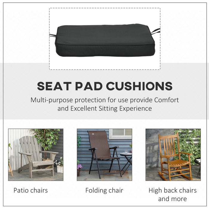 Chair Cushion Seat Pads, Set of 6 with Straps - Comfortable Indoor/Outdoor Dining Chair Enhancements - Removable Tie-On Design for Garden Patio Elegance, Black