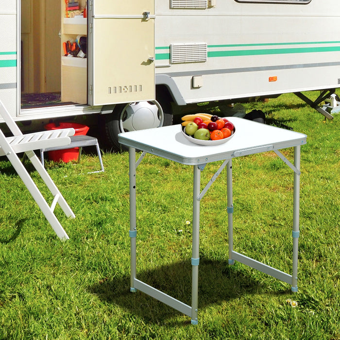 Portable Folding Picnic Table for Outdoor Use - Durable and Compact Silver Garden Camp Table - Ideal for Camping, Picnics, and Backyard Gatherings