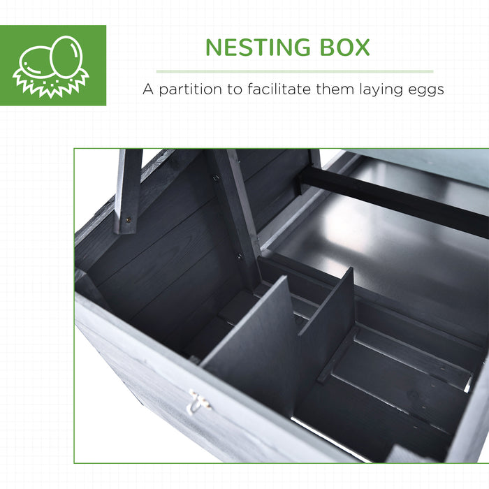 Deluxe Solid Wood Chicken Coop - Enclosed Outdoor Backyard Hen House with Nesting Box, Grey Finish - Ideal for Urban Poultry Keepers