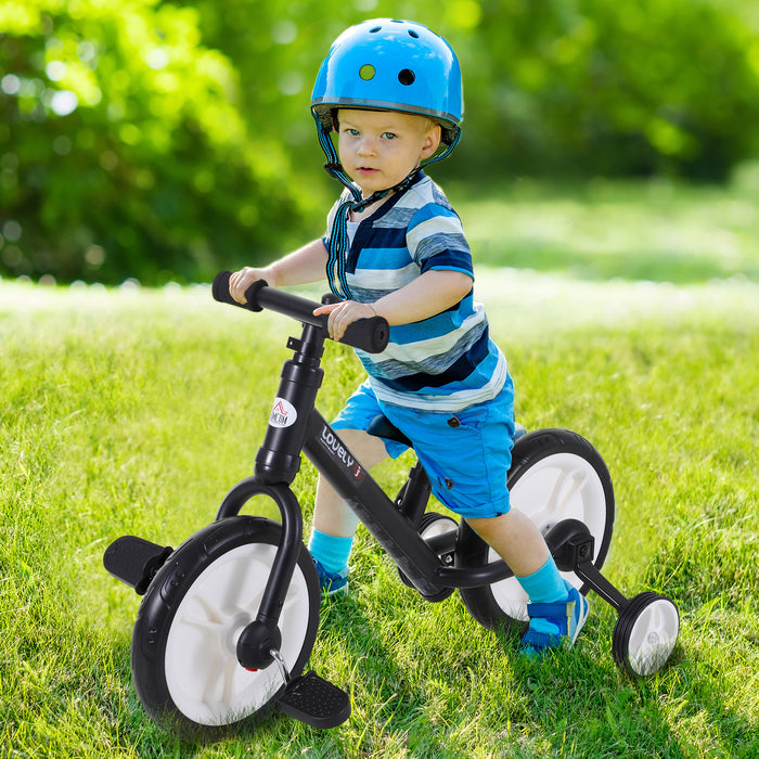 PP Toddlers - Black Balance Bike with Removable Stabilisers for Easy Learning - Ideal First Bicycle for Young Children