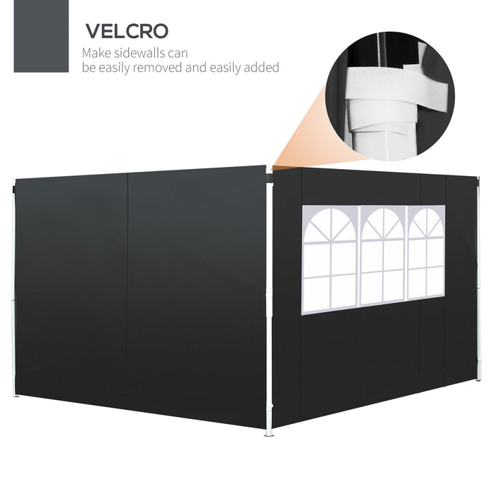 3M Gazebo - Interchangeable Side Wall Panels in Black - Ideal for Outdoor Shelter and Privacy