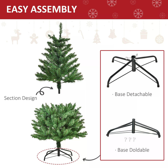 Prelit Artificial Christmas Tree with Warm White LED Lights - 4 Feet Tall Festive Holiday Decor - Perfect for Home Xmas Ambience
