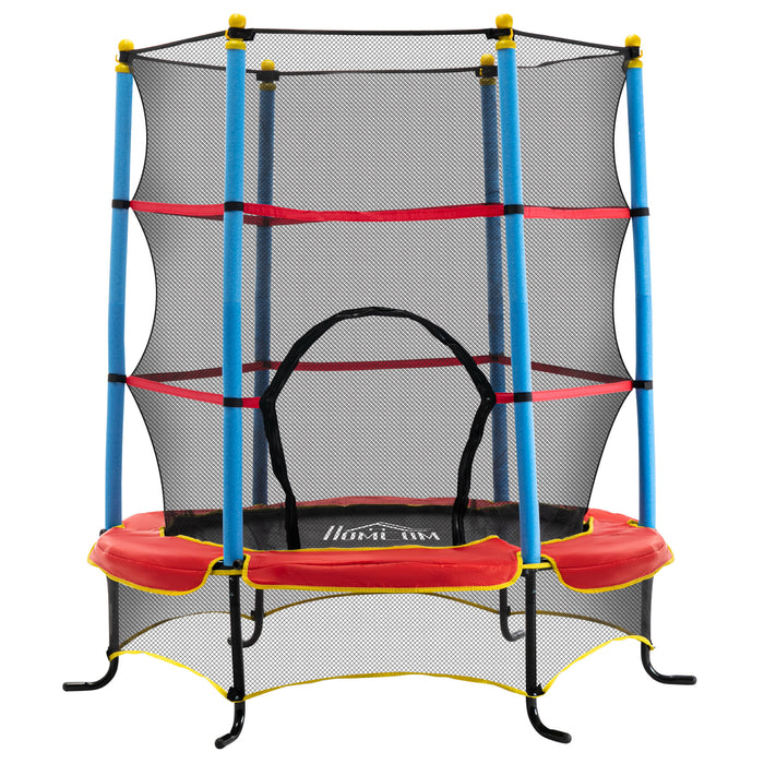 Kids Trampoline with Safety Enclosure - 65-inch Bounce Area with Built-in Zipper, Safety Padding - Indoor/Outdoor Play Equipment for Toddlers Ages 3-6