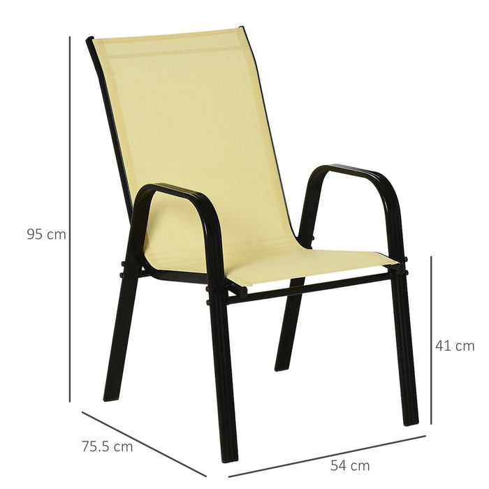 Outdoor Patio Dining Chairs - Set of 4 Stackable High Back Chairs with Armrests for Garden - Beige Comfort & Style for Patio Dining