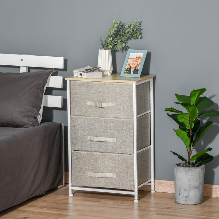 3-Tier Vertical Linen Drawer Storage Cabinet - Metal Frame Dresser Tower with Adjustable Feet - Ideal Organizer for Living Room, Bathroom, Kitchen
