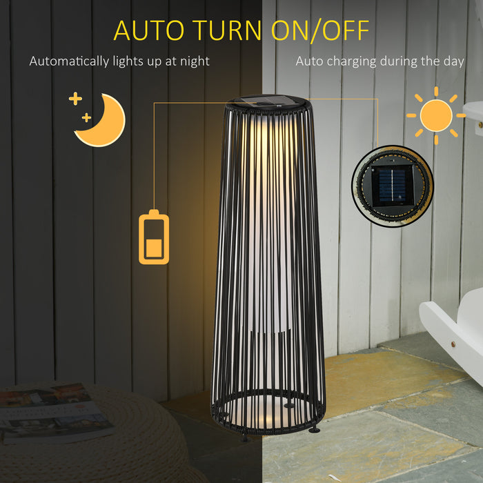 Solar-Powered Wicker Lantern - Woven Resin Patio Garden Lights with Auto On/Off Feature - Ideal for Porch, Yard, Lawn, and Courtyard Ambiance