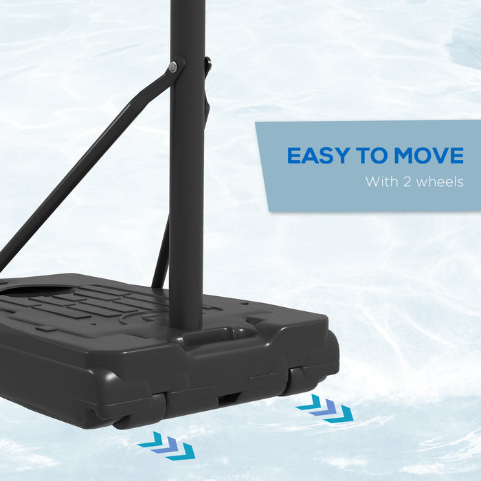 Adjustable Basketball Hoop Stand with Net - Portable, Height-Adjustable 200-305cm, with Wheels, Black - Ideal for Outdoor & Indoor Play for All Ages