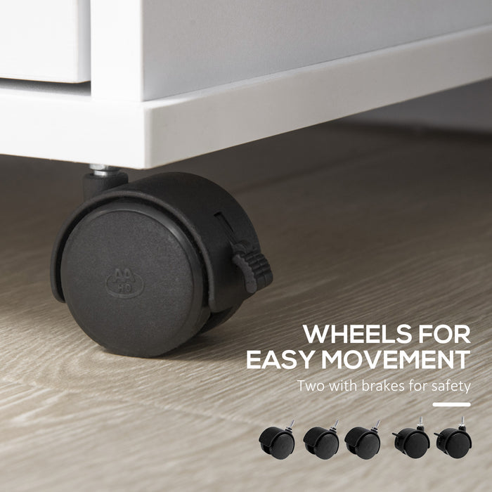 Mobile Storage Unit - Wheeled Filing Cabinet & Printer Stand with Open Shelving, Drawer Organizer for A4 Documents - Space-Saving Office Solution