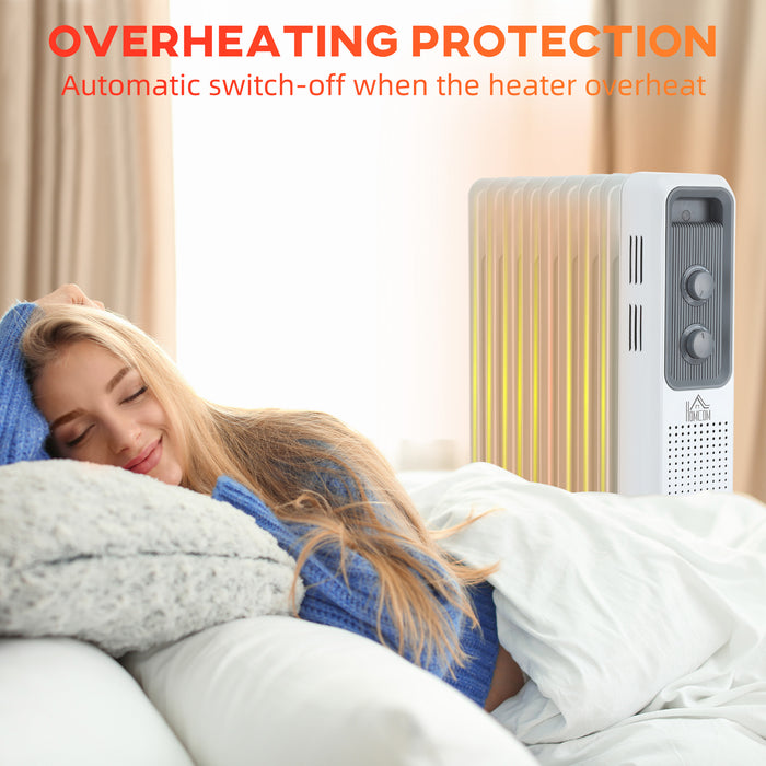2180W Oil-Filled Radiator Heater - Portable Electric Heating with 24-Hour Timer, 3 Settings, Adjustable Thermostat - Safety Auto Shut-Off for Home Comfort