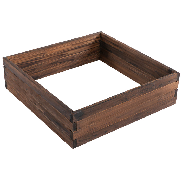 Wooden Raised Garden Bed Planter - 80x80x22.5cm Outdoor Grow Containers for Flowers & Vegetables - Ideal for Patio Spaces