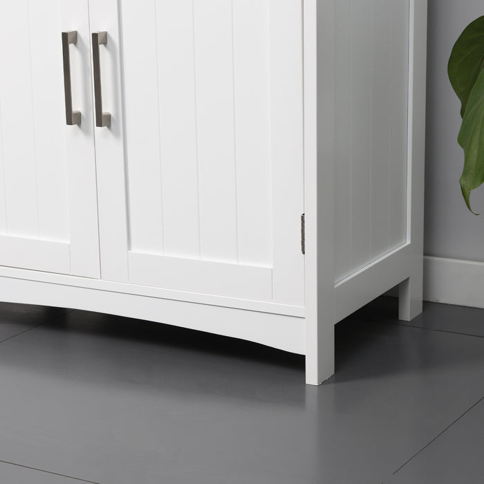 Modern Pedestal Bathroom Cabinet - Double Door Under Sink Vanity Unit with Adjustable Shelves - Elegant Storage Solution for Space Optimization