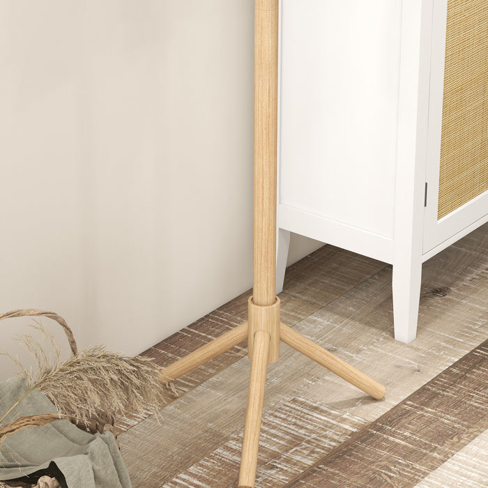 Wooden Coat Stand with 8 Hooks - Elegant Natural Finish - Perfect for Home or Office Organization