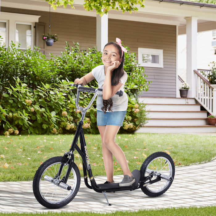 Kids Stunt Scooter with 16" Wheels - Adjustable Height, Dual Brakes, Ideal for 5+ Years - Durable Push Scooter in Black for Young Stunt Enthusiasts