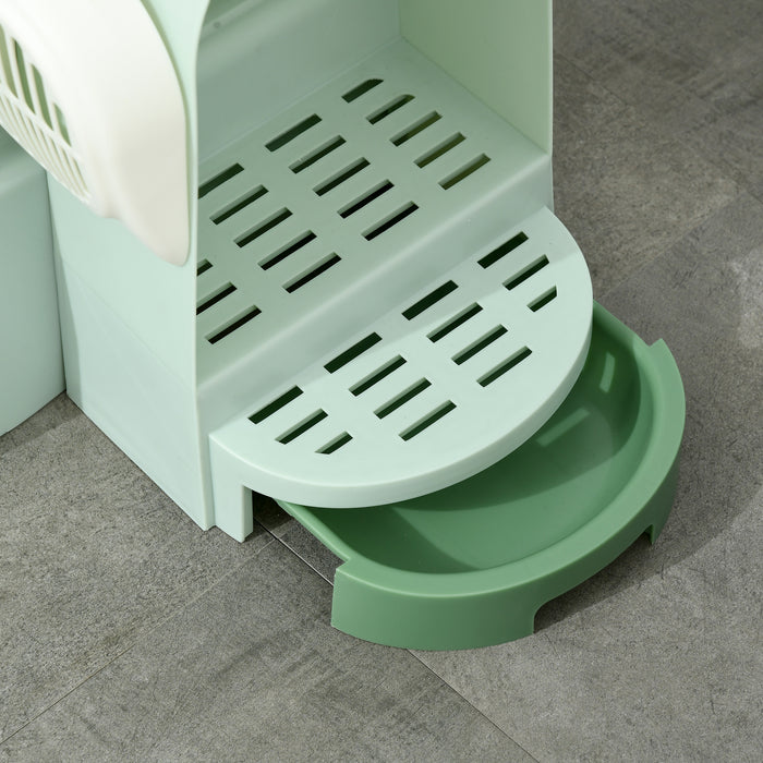 PP Cat Litter Box with Drawer - Easy-Clean Scoop & Openable Cover Design in Green - Ideal for Hassle-Free Pet Waste Management