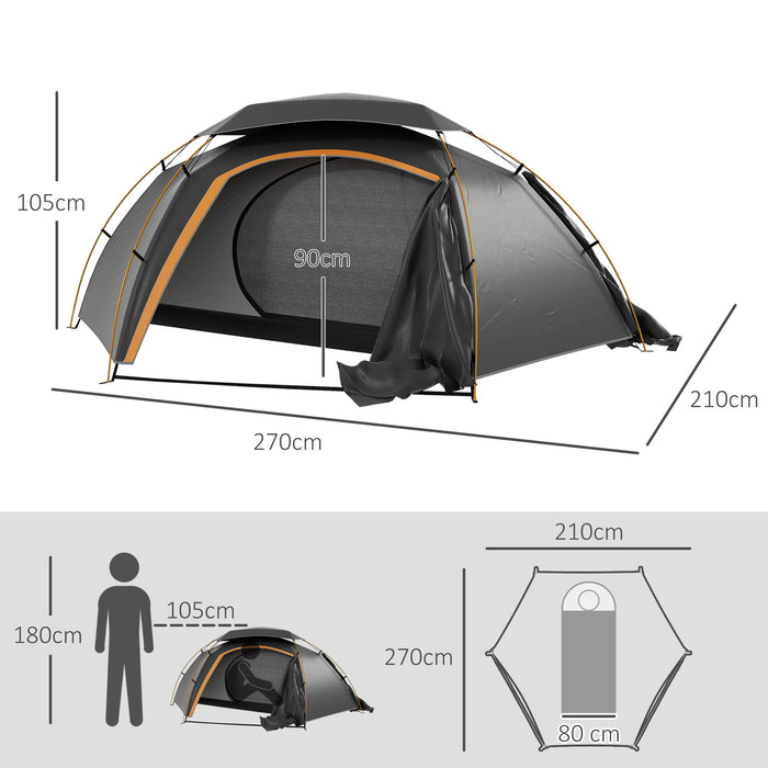 Dome Camping Tent with Aluminum Frame - Removable Rainfly, 2000mm Waterproof, 1-2 Person Capacity, Grey - Perfect Shelter for Outdoor Enthusiasts