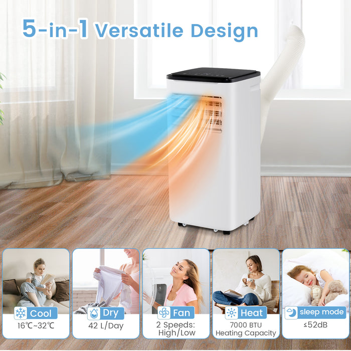 9000 BTU 4-in-1 Portable AC - App-Controlled, Sleep Mode, White - Ideal for Convenient Temperature Regulation