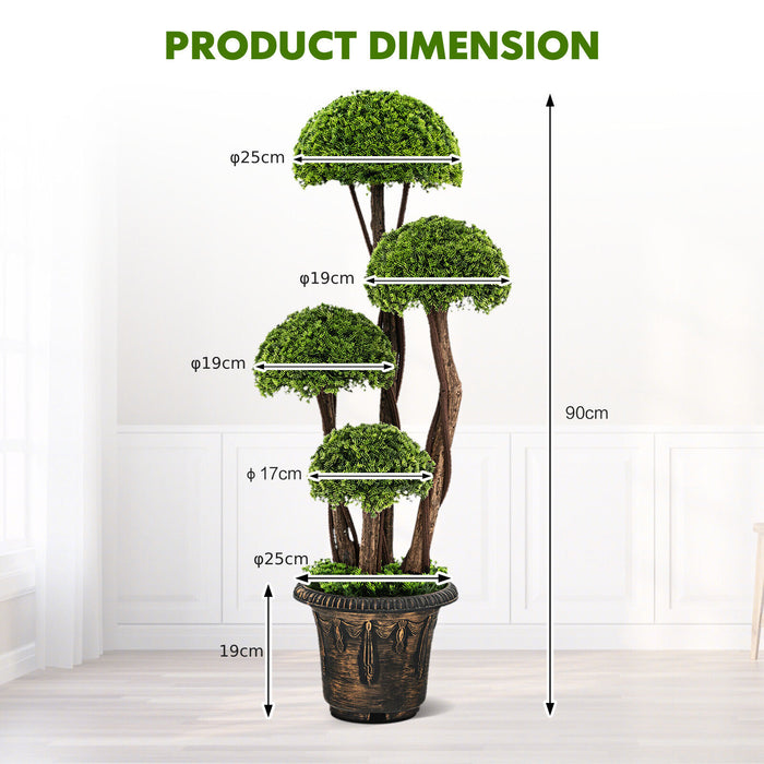 Artificial Cypress Tree, 90cm - Home Decorative Plant with Pot - Perfect for Indoor and Outdoor Beautification