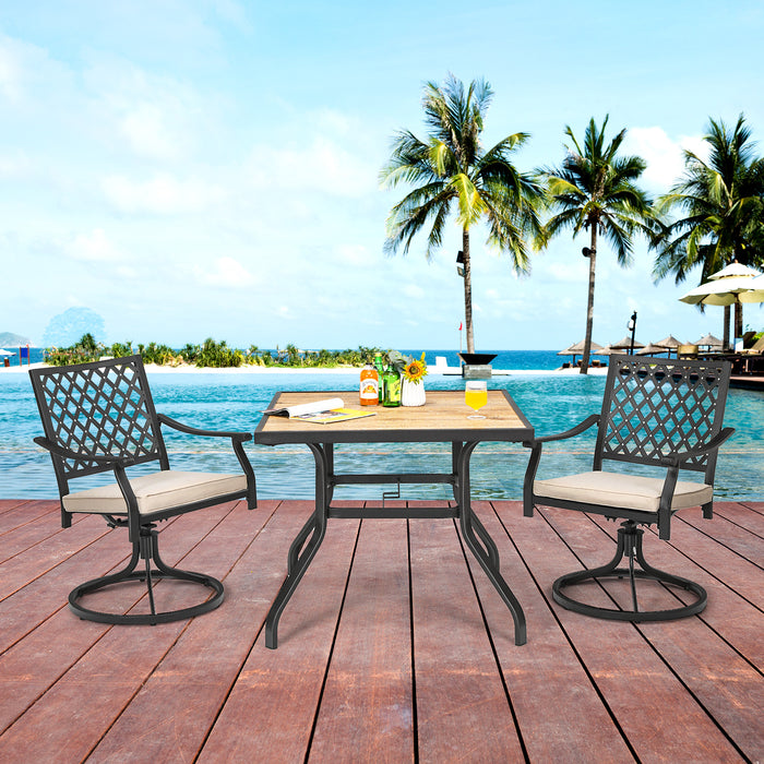 Square Patio Dining Table, 90 cm - Powder-Coated Steel Frame for Durability - Ideal for Al Fresco Dining and Entertaining Guests Outdoors