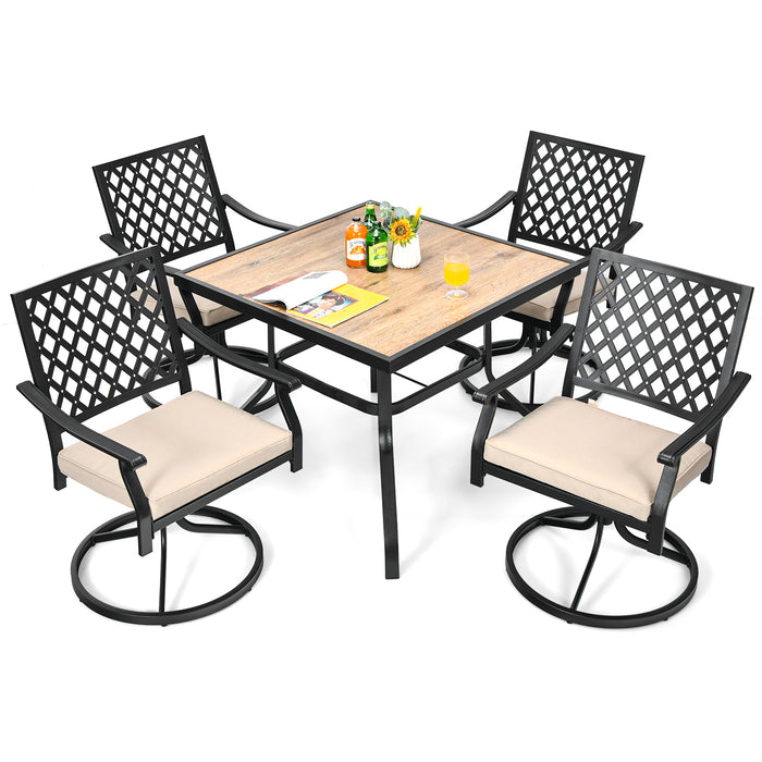 Square Patio Dining Table, 90 cm - Powder-Coated Steel Frame for Durability - Ideal for Al Fresco Dining and Entertaining Guests Outdoors